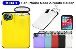 Funda de teléfono ALLOET 2 en 1 para iPhone 11 Pro Max Xs Max Xr X 10 8 7 Plus con soporte para almacenamiento de auriculares estuche rígido para AirPods7648689