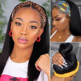 Allove Yaki Straight None Lace Wigs Kinky Curly Wig Loose Deep Water Body Wave Perruques de cheveux humains avec bandeaux pour les femmes noires231C