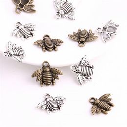 Alliage 150 pièces Style Vintage Bronze argent alliage de Zinc abeille miel charmes collier pendentif pour la fabrication de bijoux 21x16mm2901