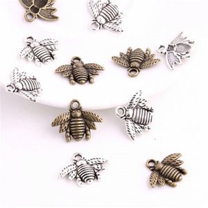 Alliage 150pcs Style vintage bronze argent zinc alliage miel abeille charmes collier pendentif pour les bijoux faisant 21x16mm234d