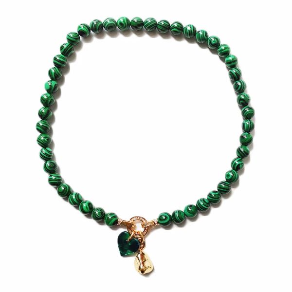 Alliage 2020 nouveau créatif vert Lapis Lazuli perles collier Unique pierre vert coeur pendentif pour les femmes charme perle bijoux bijoux