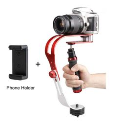 Freeshipping aleación de aluminio Mini cámara de mano digital Estabilizador de video Steadicam Mobile DSLR 5DII Motion DV Steadycam + Smartphone Clamp