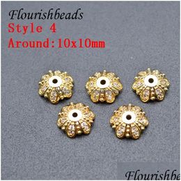 Aleación Beads 8 mm 10 mm espaciador de níquel CZ Forma pavimentada Capa de cuentas de oro Color de joyas de bricolaje Hacer accesorios 50 PC/ Lote Drop de Dhd8c