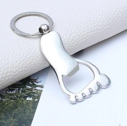 Legering Bigfoot Bottle Openers Key Chain Little Feet Keychains Bag Hanger Wedding Gunsten Baby Shower Party Gift Key Ring 0309