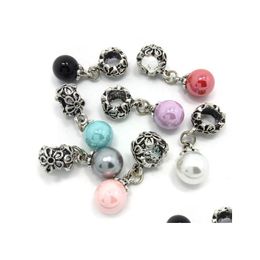 Alliage marque mélange couleur perle pendentif grand trou perles en vrac ajustement européen Bracelet et collier bijoux bricolage livraison directe Dhuyj