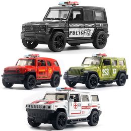 Legering auto 4 stks Mixl Off-Road Vehicle Model Dubbele Deurrug en Forth Patrol Wagon Cake Ornamenten Kinderen Speelgoed Groothandel