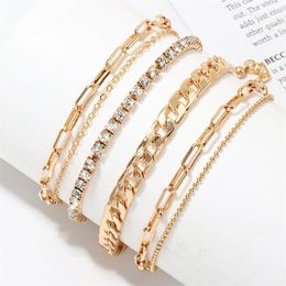 Legering Kettingen Strass Enkelketting Vrouwelijke Eenvoudige Stijl 2020 Zomer Mode Strand Voet Sieraden Enkelbanden Voor Vrouwen Goud Kleur New281l