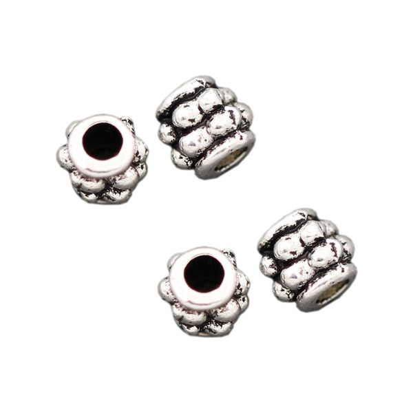 Espaciadores de cuentas de tubo curvo de puntos de aleación, 4x3,8mm, cuentas sueltas de plata antigua, accesorios de joyería L674 250 unids/lote