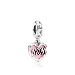 Aleación Fit Charm Bracelet European Charms Beads Mom Heart Pink Esmalte Cuelga Colgante Diy Snake Chain Para Mujer Brazalete Collar Jewelr Dhzeu