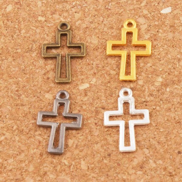 Aleación Hollow Cross Charms Colgantes Plata / Oro / Pistola Negro 17x10.5mm 4 colores L422 Resultados de joyería religiosa Componentes 360pcs / lot