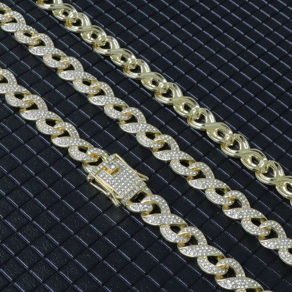 Collier irrégulier en alliage, plein de diamants, Hip Hop cubain ovale, ouverture et fermeture de la tête, tour de cou avec boucle