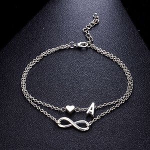 Lettre d'amour en alliage à la mode des femmes de la cheville Bracelets multiples ensembles de bracelet de chaîne d'accessoires et acceorie