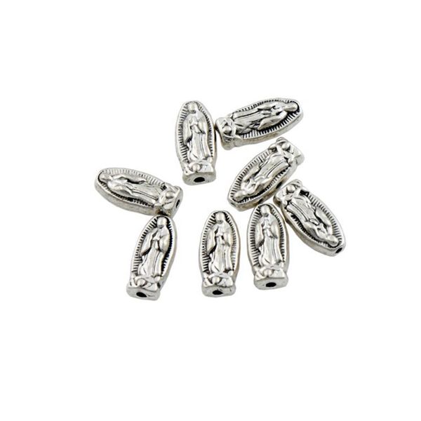 Alliage Mar￭a Nuestra Se￱ora de Guadalupe Perles Lâches Patron Catholique 12.5x6MM L1828 Tube Entretoises Perles Antique Argent dijes religiosos Bijoux DIY 40pcs / lot