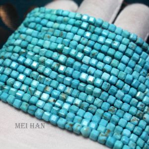 Legering Meihan (2 strengen/set) Charmant Turquoise Facet Cube 3,5 mm losse stenen kralen voor sieraden maken ontwerp DIY armband