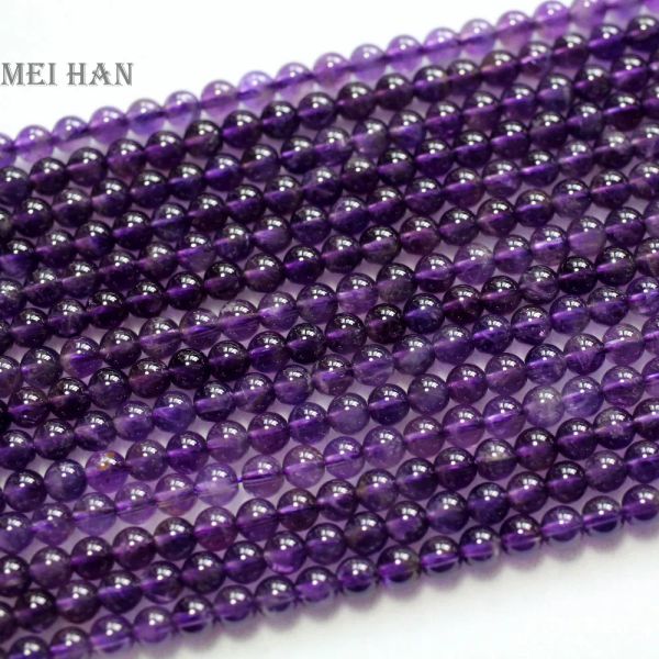 Alliage Meihan naturel (3 brins/ensemble) 4mm véritable améthyste perles rondes et lisses en vrac pour la fabrication de bijoux conception collier à faire soi-même