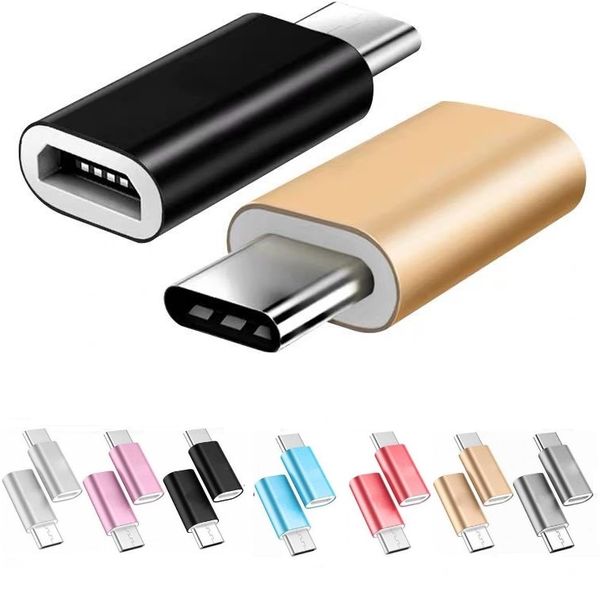 Adaptateur Micro USB vers USB-C en alliage métallique, adaptateur de téléphone portable, Interface type-c, convertisseur de ligne de données pour Samsung Xiaomi Huawei