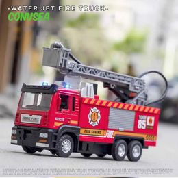 Modèles de voiture en plastique en plastique en alliage Diecast Car Sprinkler Ladder Truck Model Fireman Car and Trucks Enfants Enfants Toys for Boys 240514