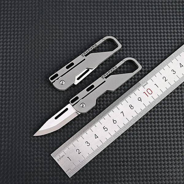 Couteau de poche en alliage Camping survie Multitool Mini pliant extérieur EDC outils seau porte-clés Unboxing Cutter 240112