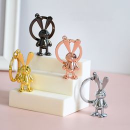 Legering Konijnen Keychains Cute Key Chains Rings Animal Pendant Car Keyrings Sieraden Accessoires Cartoon Rose Gold Zwart Zilver metalen Zak Charms Kerstmis Nieuwjaar Gift