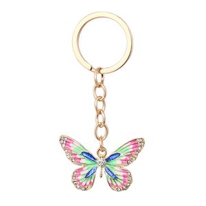 Alliage strass peinture huile mignon petit papillon porte-clés pendentif mode frais porte-clés sac accessoires