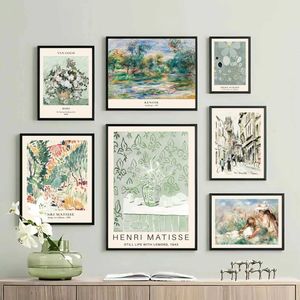 AllPapers Matisse Coral Wall Art Painting on Canvas Résumé Impressions Affiche Flowerplant Green clair Van Gogh Rose Salon Decor J240505