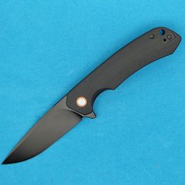 Allvin R5604 Couteau pliant Flipper D2 Revêtement en titane noir Lame à point de chute Tôle d'acier inoxydable Poignée G10 Roulement à billes Couteaux EDC Sac en nylon