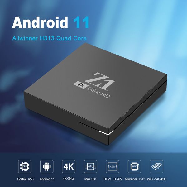 Allwinner H313 Z1 2 Go 16 Go Android Tv Box 4K Atv Box Quad Core Android Atv Android 10 Décodeur mieux que Q5