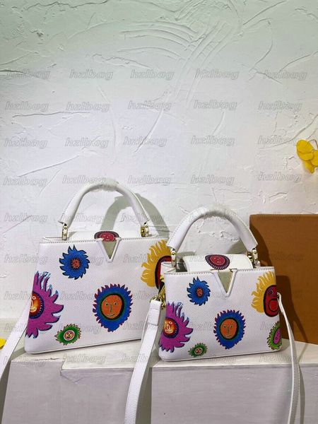 YK Designer CAPUCINES: Tote de caras coloridas, cartera de cuero de lujo para mujer - Tamaños PM MM (M21726)