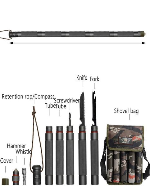 ÁGUILA TODOPODEROSA Defensa al aire libre Palo táctico Alpenstock Herramienta de senderismo Equipo de campamento Herramientas plegables multifuncionales Ejército Stock9102176