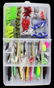 Almachtige visserij Lure Kit Complete Set met harde kunstaas Zachte aasaccessoires Case Minnow Crank Pencil Popper Pliers 101 Pieces1556747