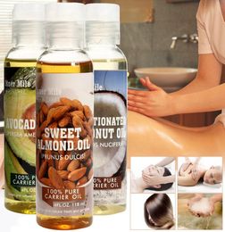 Amandel kokosnoot Castor avocado druivenzaad massage oliën spa pure natuurlijke basis essentieel olie lichaam haar huidverzorging aromathera koude pre1758841