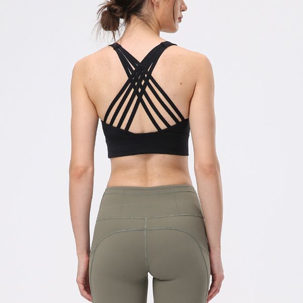 Al Yoga Women Yoga Border Border Sexy Cross Strap Sports Bra avec un beau dos, une collection adaptée à la peau, une course de sein latérale, un soutien-gorge de fitness Al Yoga