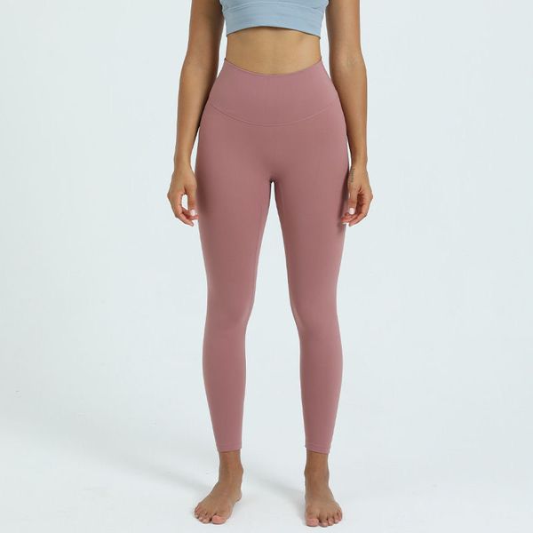 Aloss yoga leggins Leggings Doble cara Cepillado Sin costuras Desnudo Cintura alta Nylon Fitness Pantalones Deportes para correr