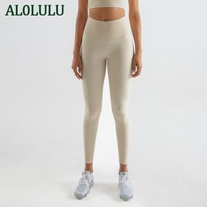 AL0LULU Yoga pantalon legging avec poches taille haute Leggings femmes sport course entraînement Fitness survêtement pantalons de survêtement façonnage pantalon