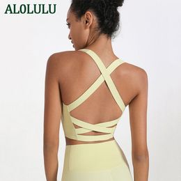 AL0LULU Yoga Zomer Mode Dames Yoga Ondergoed Vijfkleurige Double Cross Shockproof Sexy Sportbeha Fitness Running Shaping