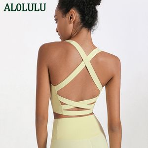 AL0LULU Yoga Moda de verano Ropa interior de yoga para mujer Cinco colores Doble cruz A prueba de golpes Sujetador deportivo sexy Fitness Running Shaping