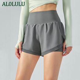 AL0LULU Yoga Zomer Dames Sexy Hoge Taille Shorts Mesh Ademend Vochtopname 3-kleuren Sport Fitness Hardlopen