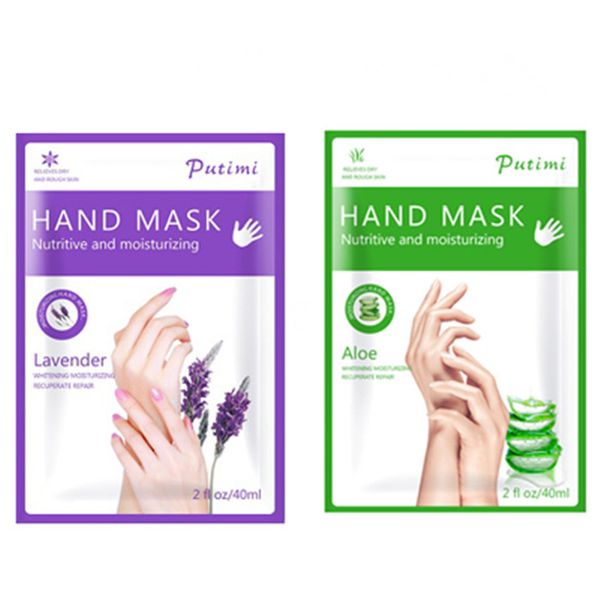 Extrait de lavande d'aloès Gants hydratants Masque pour les mains Super lissant Spa Masque pour les mains Gants exfoliants pour la peau Spa Gants 6 paires