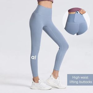 aloll lycra tissu couleur solide femme pantalon de yoga haut taille sport gym de gym de gym