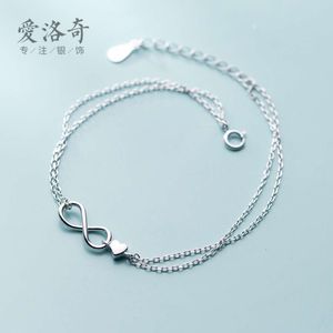 Aloqi S Sier Personality Infinite Numbers Symbool Bracelet Elegant en Simple Love Handicraft S2419