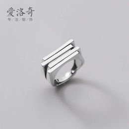Aloqi S925 Zilver Koreaanse Editie Mode Persoonlijkheid Onregelmatige Vierkante Ring Vrouwelijke Stijl Thaise Vinger J8029 6OY2