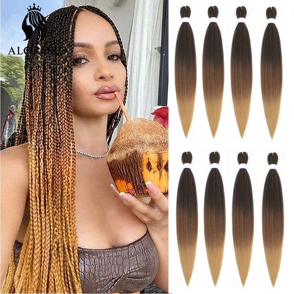 Alororo Ombre pelo trenzado preestirado trenzas sintéticas 30 pulgadas Afro marrón negro azul profesión Jumbo Box 240110