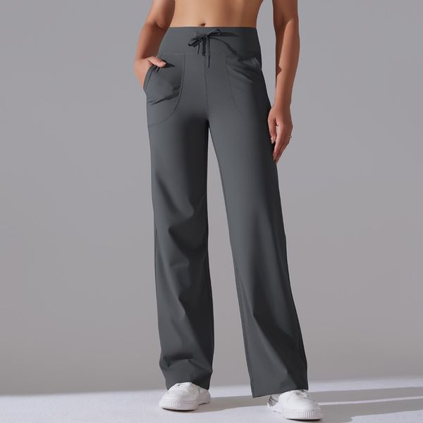 ALOS Set Pantalones de yoga Scholar Pantalones de sudor de la pierna recta Sweet Women Woming Sports Sports Sports Lady Letback City Jogger Sweat con bolsillo con cordón 1745