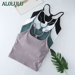 Al0lulu yoga kleding sportvest vrouwen met borstkussen ondergoed lopen strakke fitness top