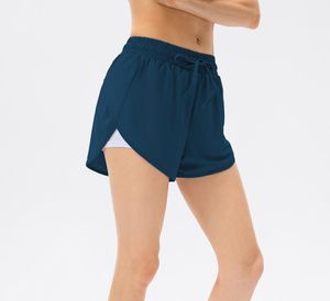 Aloyoga Shorts Dames Naakt Yoga Nauwsluitend Hoge taille Heupen Elastisch Hardlooptraining Fitness Trekkoord Sportzakken 366