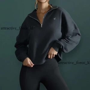 Sudaderas para mujeres de Aloyoga 1/4 Zip Rapid Rapid Flowe -neco delgada delgada transpirable suave suave Terry Strighte Pusty 445 445