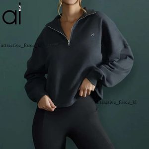 Aloyoga Sudaderas para Mujer Jersey rápido con Cremallera 1/4 Cuello Suelto Delgada Transpirable Ligera Suavemente French Terry Puños elásticos 170