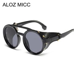 ALOZ Micc Round Sampunk Sunglasses Femmes Men 2019 Vintage en cuir verres de soleil pour femmes Shades Eyewear UV400 A2518381601