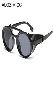 ALOZ MICC ronde Steampunk lunettes de soleil femmes hommes 2019 Vintage en cuir lunettes de soleil pour femmes nuances lunettes UV400 A2513925037