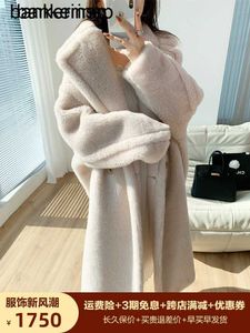 Manteau d'alpaga manteau en laine Maxmaras même matériau chanson Qian's M fourrure d'ours vanille avec longueur de mouton